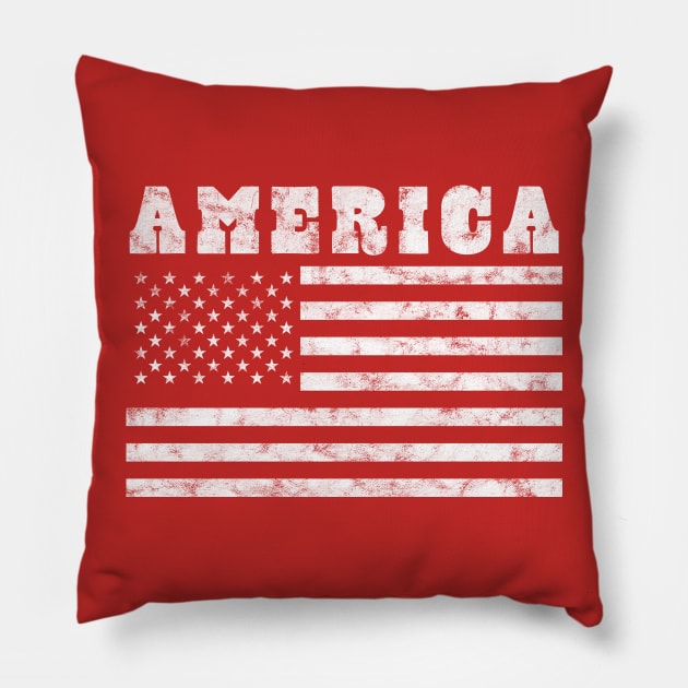 American Flag Retro Vintage Distressed Pillow by OrangeMonkeyArt