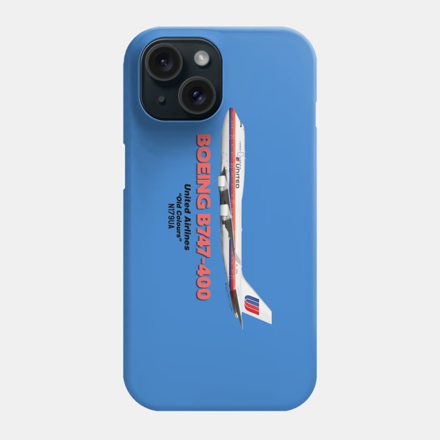 Boeing B747-400 - United Airlines "Old Colours" Phone Case by TheArtofFlying