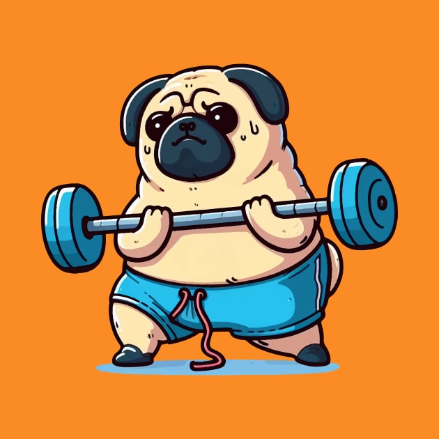pug dog working out and lifting weights by Arteria6e9Vena