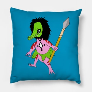 Axolotl Warrior with Apeodile Mask Pillow