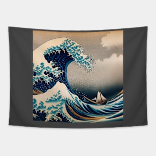 Kanagawa wave - Sailboat Sailing Meme Tapestry