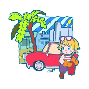 Palm Tree and Red Car T-Shirt