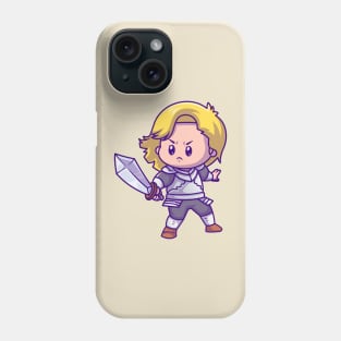 Cute Girl Knight With Sword Cartoon Phone Case