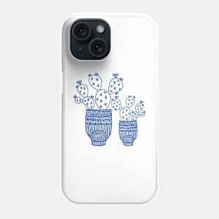 Cactus with pot indigo blue Phone Case