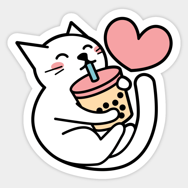 Kawaii Cat Bubble Tea Sticker