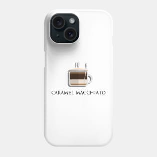 Hot caramel macchiato front view in flat design style Phone Case