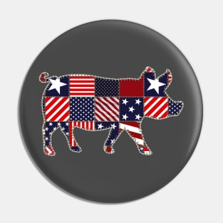 Pig 4th of July Pig Lovers Owner Patchwork American Flag Pin