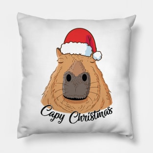 Capy or Huppy Christmas Capybara Holidays Santa Design Pillow