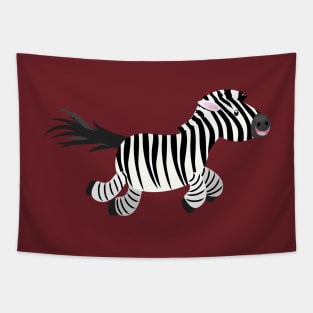 Cute funny zebra running cartoon illustration Tapestry