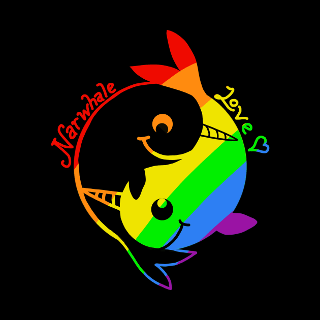 rainbow narwhale zen ying yang by wolfmanjaq