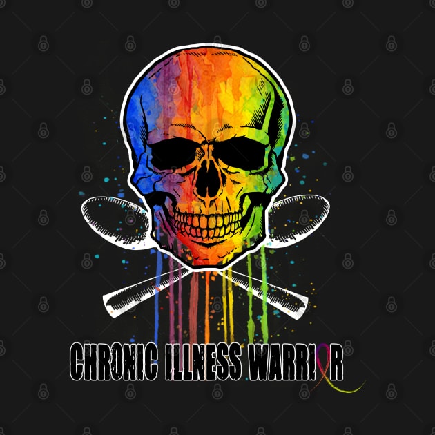 Chronic Illness Warrior Skull & Spoons Chronic Illness TShirt