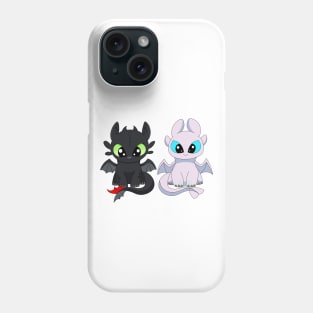 Dragon furies, toothless and light fury, kawaii dragons, how to train dragon Phone Case