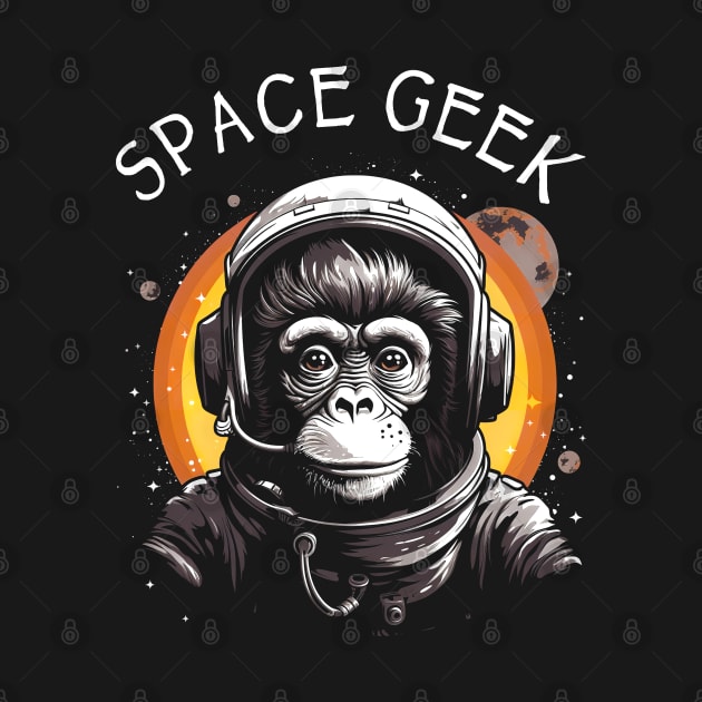 Vintage Space Geek Monkey Ape Chimp Astronaut by Tshirt Samurai