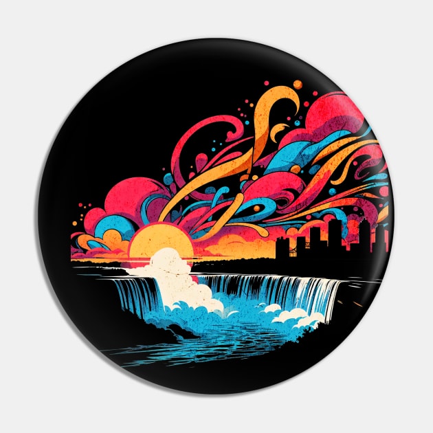 Niagara Falls Retro Graffiti Design Pin by Miami Neon Designs