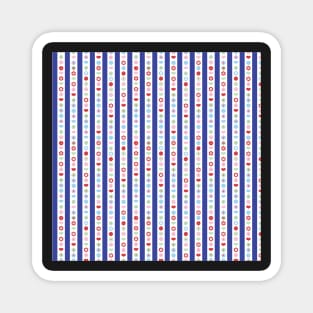 RETRO SCANDINAVIAN FLORAL STRIPES BLUE Magnet