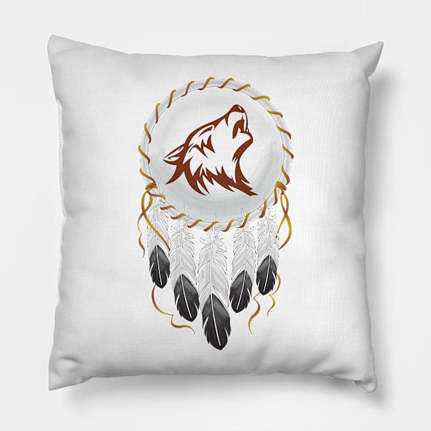 Wolf Dreamcatcher Pillow by juyodesign