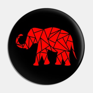 Geometric Animal Red Elephant Pin