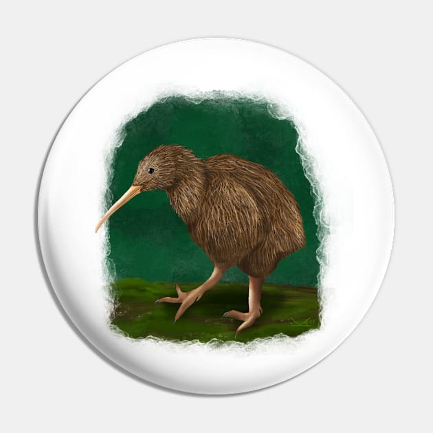 Brown Kiwi Pin by FernheartDesign