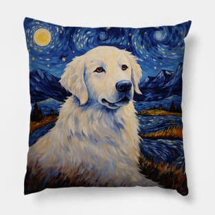 Kuvasz Portrait at Night Pillow