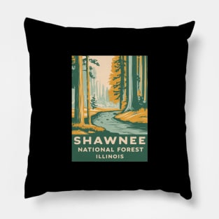 Shawnee National Forest Retro Travel Poster Pillow