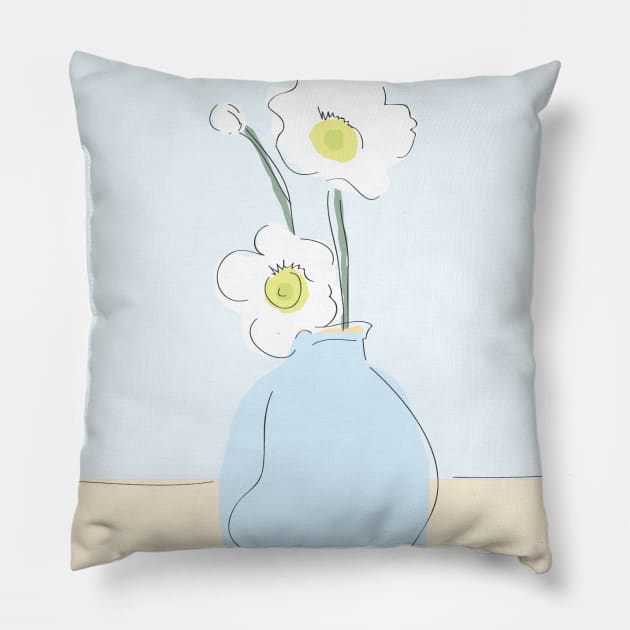 flowers in vase Pillow by MalikMaryna