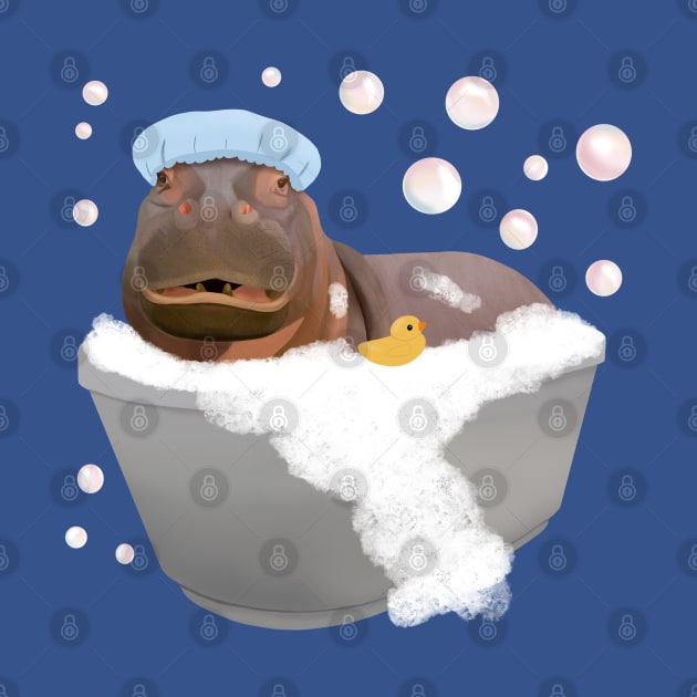 Cute Baby Hippo Bathtime by Suneldesigns