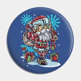 Christmas Santa Claus Robot Pin