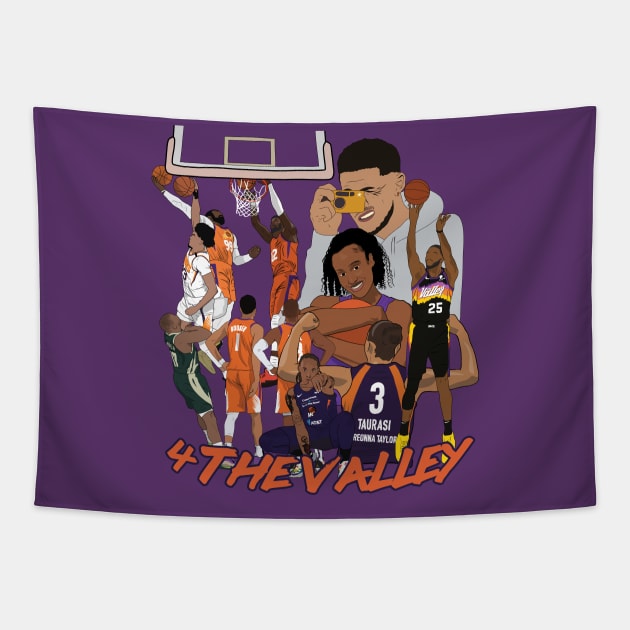 Phoenix Basketball 4 The Valley Suns Mercury Booker Taurasi Tapestry by Hevding