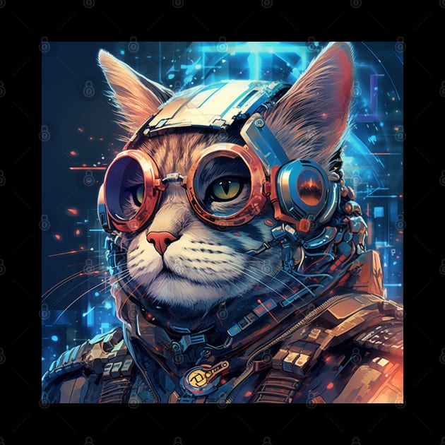 Futuristic Cyber Cat by FrogandFog