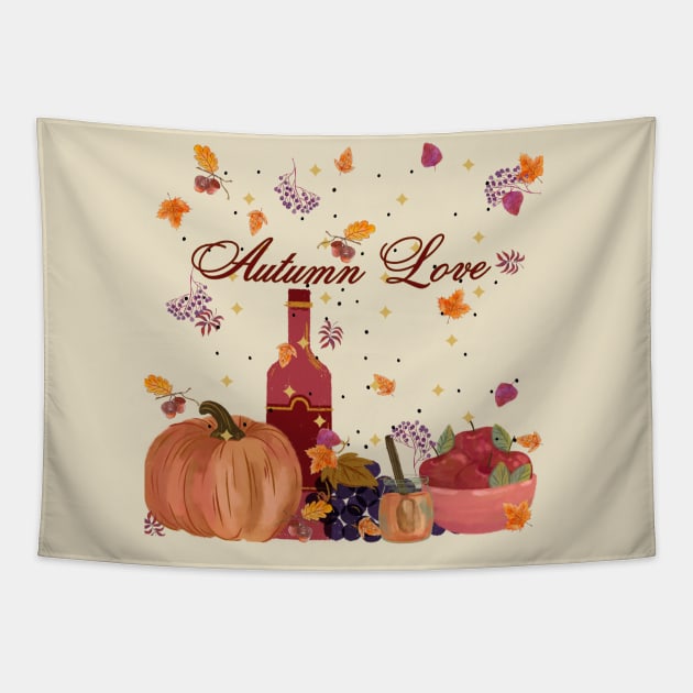 Autumn Love Tapestry by Seasonal Besties
