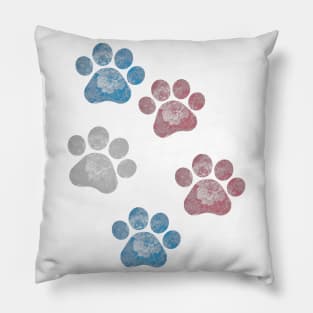 Subtle Floral Paw Prints Flag Pillow