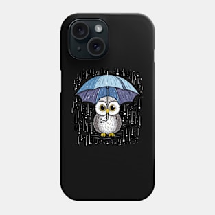 Snowy Owl Rainy Day With Umbrella Phone Case