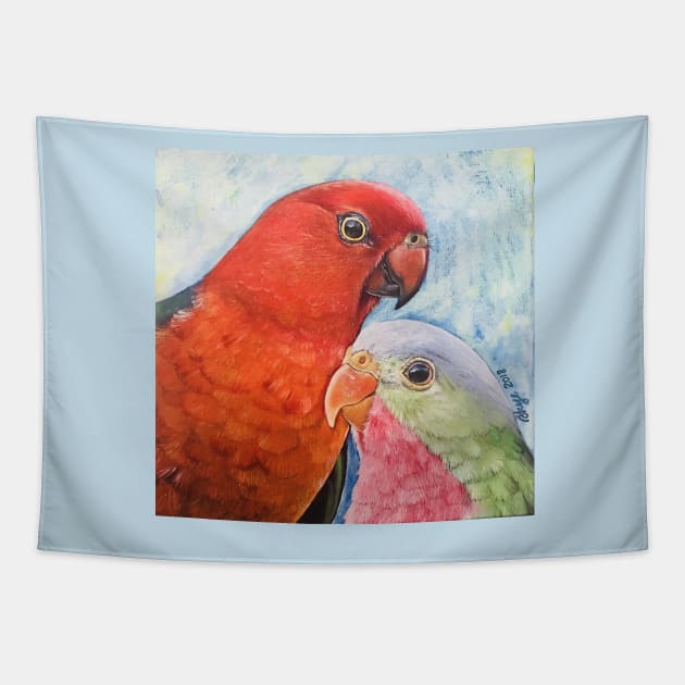 King Parrot and Princess Parrot Tapestry by SkyeElizabeth