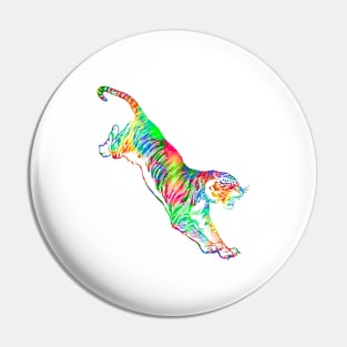 Tiger Abstract Colour Silhouette Art Pin