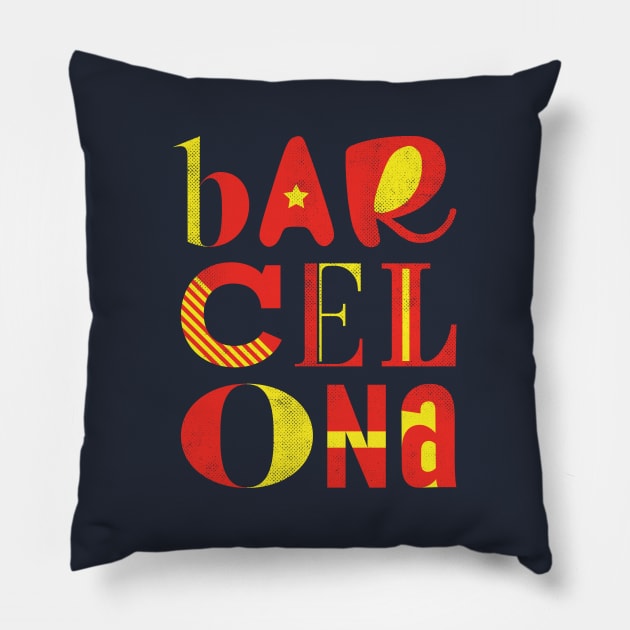 Barcelona Typography Pillow by stu-dio-art