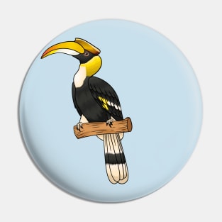 Great hornbill bird cartoon illustration Pin