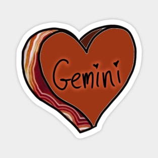 Gemini Star Sign Agate Love Heart Magnet