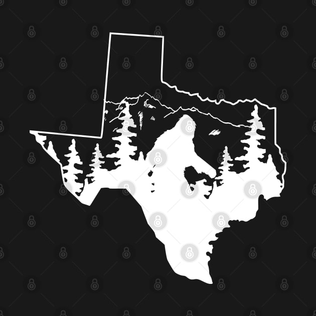 Bigfoot Texas State Map Gifts by Tesszero