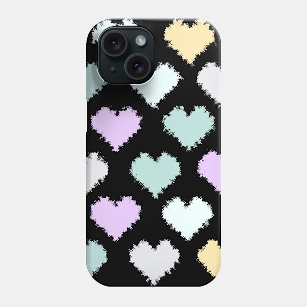 Pencil Stroke Pastel Hearts Pattern Phone Case by Peaceful Space AS