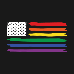 LGBTQ American Flag USA Progressive New Pride Gay Flag T-Shirt