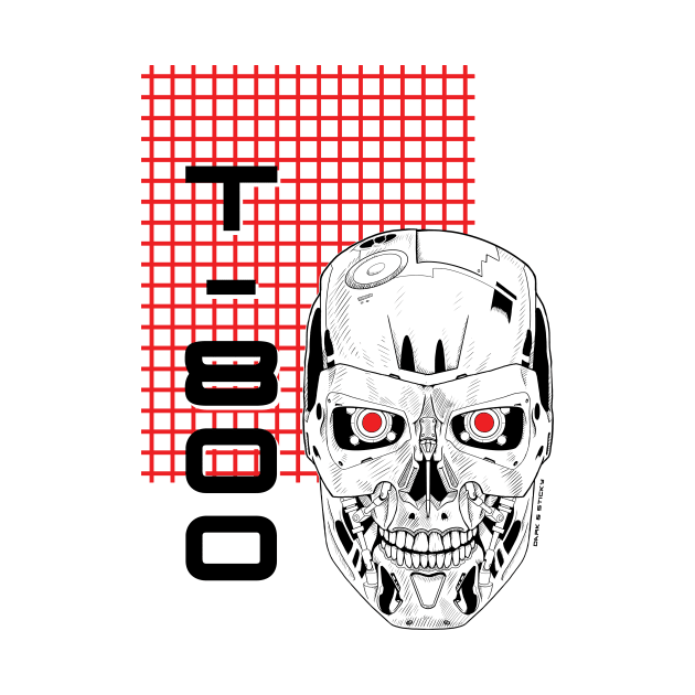 Terminator Skull - T-800 - Laser Grid Cyberpunk by Dark & Sticky