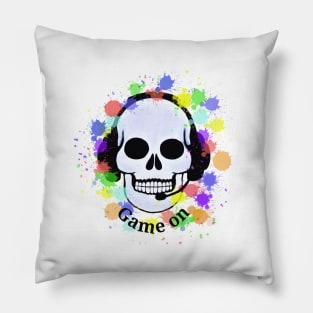 Game on gamer skull Pillow