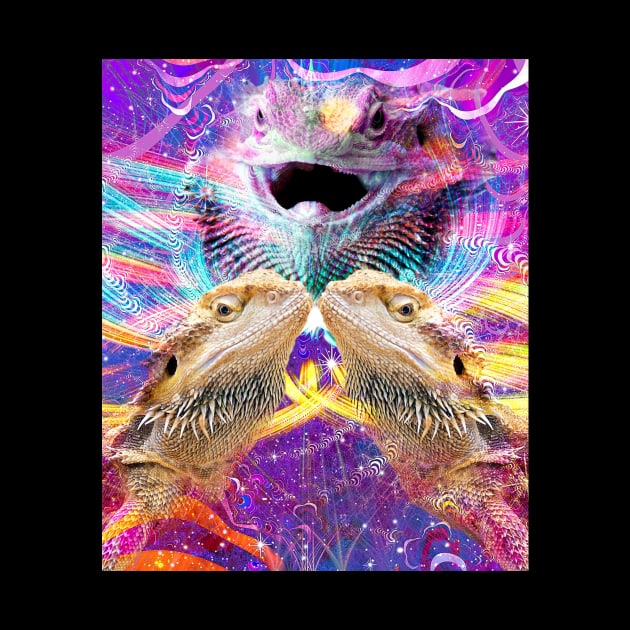 EDM Trippy Bearded Dragon Lizard Rave by Random Galaxy