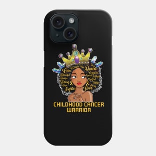 Black Women Afro Ribbon Gold Childhood Cancer Warrior Phone Case