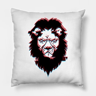 Lion Cyber Glitch Pillow