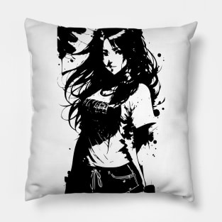 Kawaii Anime Girl Wearing Tshirt 02 Pillow