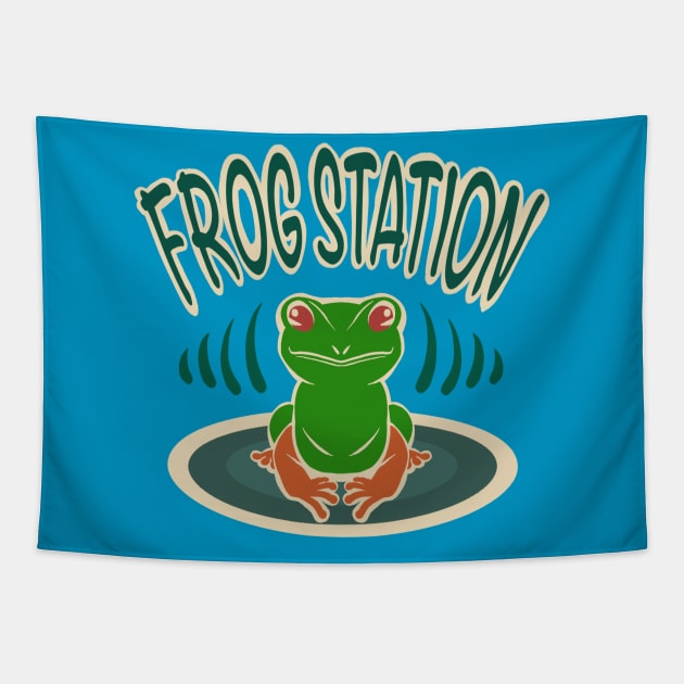 Frog station Tapestry by BATKEI