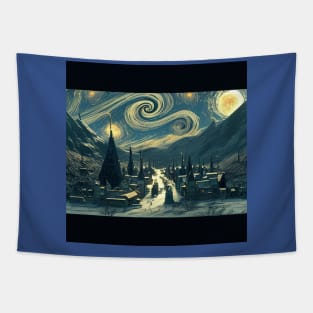 Starry Night Over Hogsmeade Village Tapestry