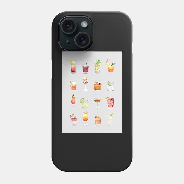 Classic Watercolor Cocktails Drinks Phone Case by ayeyokp