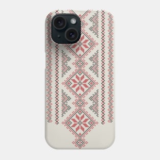 Palestinian Jordanian Realistic Embroidery Pattern #15 - Palestine Traditional Tatreez Cross Stitching Art Black-Red Phone Case